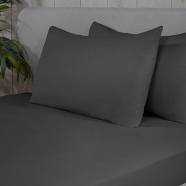 Sleepdown Fitted Sheet 100% Brushed Cotton Flannelette Luxury Bedding Soft Cosy Deep Pocket 32cm 12.6" Bedsheet Bed Linen - Charcoal Grey - King, 5056242834526