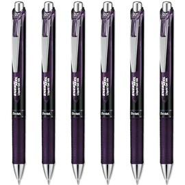 Pentel EnerGel XM Special Edition - BL77 A2-0.7mm Tip Nib - Retractable Liquid Gel Ink Rollerball Pen - 54% Recycled (Pack of 6, Bordeaux Black)