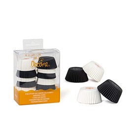 DECORA 0339752 200 White and Black Mini Muffin Baking Cups 32 X 22 MM, Carta da Forno, Multicolour