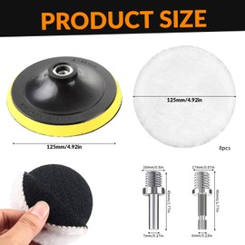 11 Pcs Wool Polishing Buffing Pad, 6 Inch Polishing Pads for Drill Car Polisher Buffer Drill Attachment with M14 Drill Adapter and Hex Shank Bit Adapter for Car Detailing Sanding Waxing