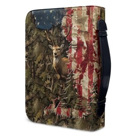 Mumeson 3D Deer Bible Protect Cover for Men and Women Bible Protective with Pen Storage Bible Highlighter Holder Bible Tote Bag Ideal Bible Protector Church Prayer Studying Bag