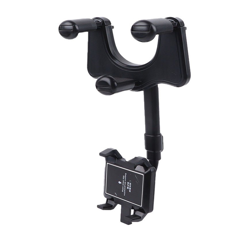 Car Rearview Mirror Phone Holder Adjustable 360 Degrees Rotation Multifunctional