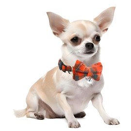 2-Pack Plaid Cat Collar with Bell and Bow, Breakaway Kitten Collar with Bell, Bowtie Puppy Collars for XXS Xs Small Little Pet Tiny Dogs, Red+Green