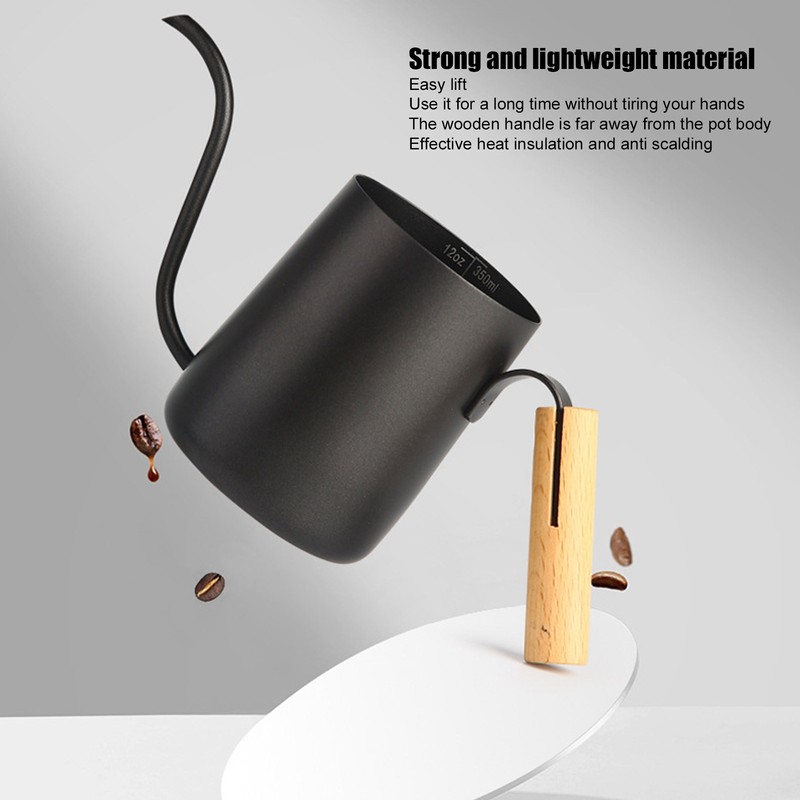 Black Stainless Steel Long Spout Drip Kettle Gooseneck Pour Over