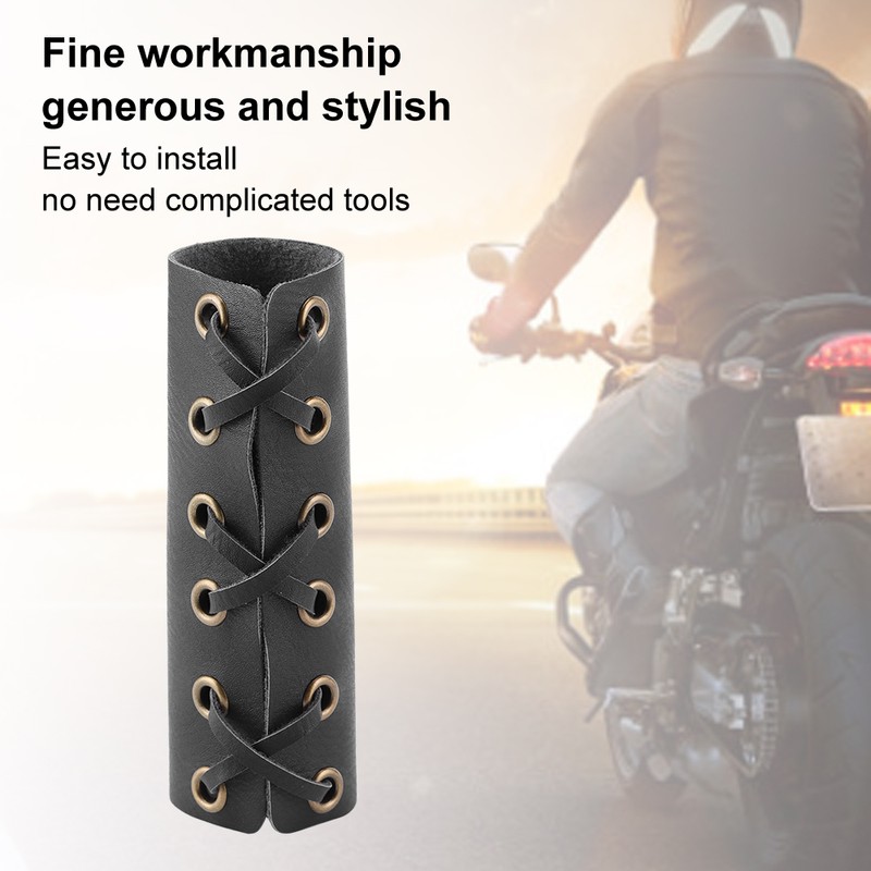 2pcs 7/8in 22mm Handlebar Cover Retro Cowhide Hand Grip Skin