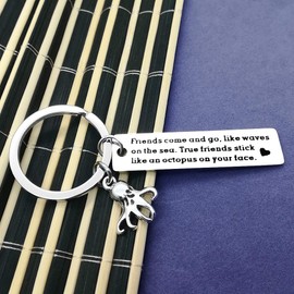 Best Friends Gift Friendship Keychain Birthday Gifts for Best Friends Sister True Friends Stick Like A Octopus On Your Face Keyring Graduation Christmas Gift for Teen Girls Boys Wedding Jewelry