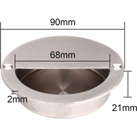 Bestgle 2Pcs Hidden Concealed Recessed Sliding Door Pull Handles, Stainless Steel Round Door Flush Cabinet Finger Pulls Inset with Screws (90mm/3.54in Dia)