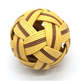 Sepak Takraw Ball, General Competition Model, For Practice, Circumference: 0.16 - 0.17 ft (0.42 - 0.44 m), Weight: 6.0 - 6.3 oz (170 - 180 g), Brown Line, Made In Thailand, Dedicated Ball Net Set
