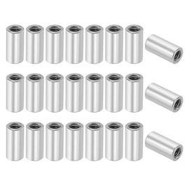 sourcing map Round Coupling Nuts, M6x1mm Female Thread 20mm(0.79") 304 Stainless Steel Rod Hardware Coupling Nuts, Pack of 32