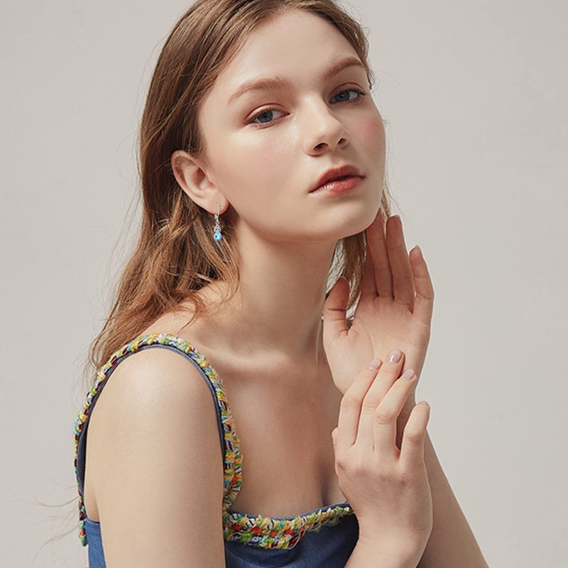 Moonstone Drop Earrings 925 Sterling Silver Celtic Knot Moonstone Earrings