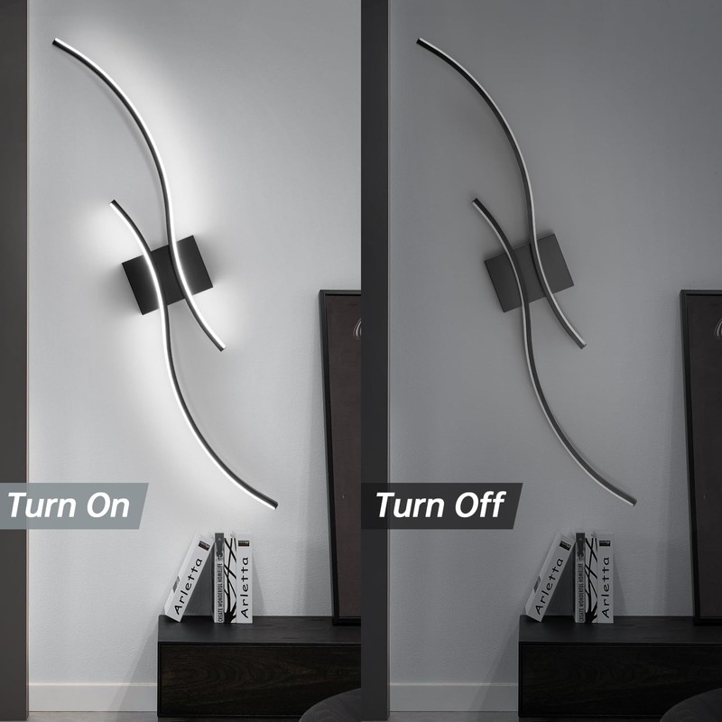 CANEOE Modern Led Wall Light, 39inch Black Indoor Led Wall