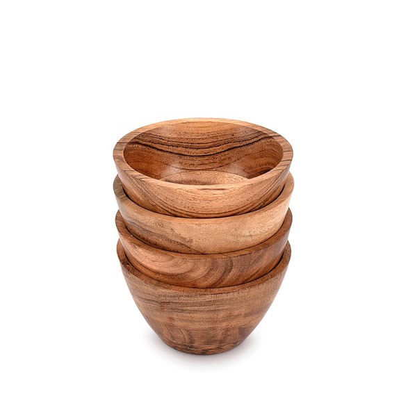 NIRMAN Acacia Wood Bowl Sets of 4 for Kitchen Meal