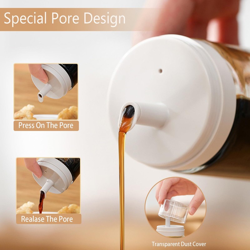 Kwude 3-Pack Leakproof Small Glass Oil and Vinegar Dispenser Bottles