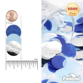 PMLAND Tissue Paper Table Confettis Round Circles for Parties Crafts and Decoration 2.5 cm (1 Inch) Pack of 6000 Pieces - Royal Blue, Sky Blue and White