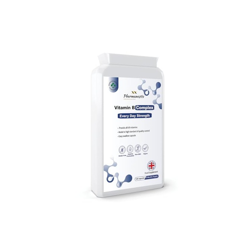 Pharmanostix Vitamin B Complex, 120 Vegan Capsules, Minimum 100 NRV