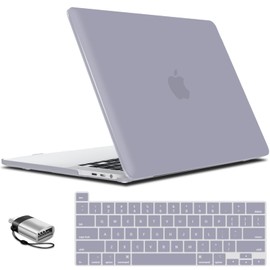 IBENZER Compatible with MacBook Pro 16 Inch Case A2141 Release 2020 2019, Hard Shell Case with Keyboard Cover & Type C Adapter for Old Version Mac Pro 16’’, Lavender Gray, T16-LVGY+1TC