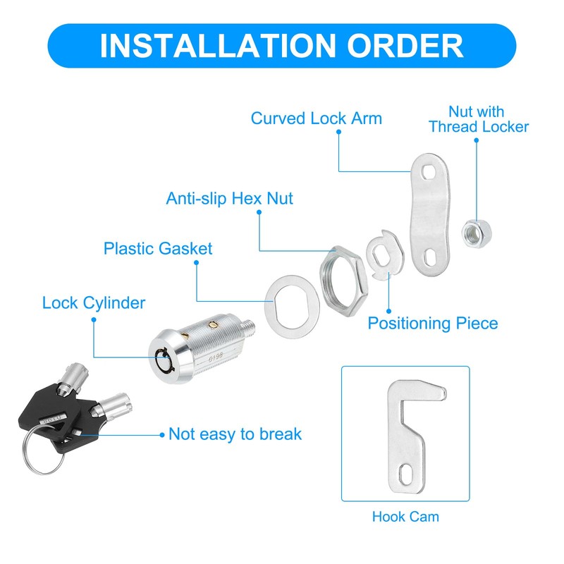 uxcell 1-1/8 Inch Cabinet Locks with Key, 3 Pack Cam