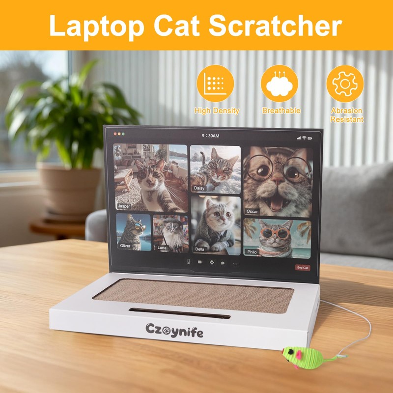 Czoynife Cat Laptop Scratcher, Cat Scratcher Cardboard, Interactive Toys, Kitten
