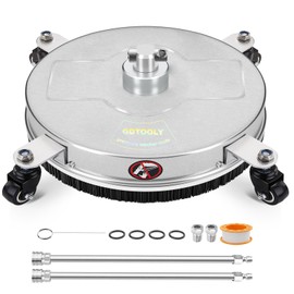 18" Pressure Washer Surface Cleaner with 4 Wheels, Stainless Steel Power Pressure Washer Attachment for Driveway Concrete Patio Cleaning, 2 Extension Wand Accessories, 1/4" Quick Connect, 4000PSI