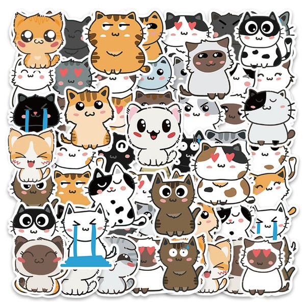 YSDYY 100 Sheets Of Cartoon Cat Stickers, Cute Animal Stickers,