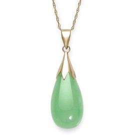 Natural Jade Necklace Pendant in 10K Gold
