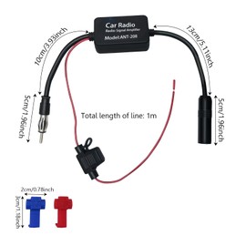 AM FM Car Radio DIN Plug Adapter, Car Radio Splitter, Signal Booster Antenna Amplifier, Digital Radio Antenna Splitter Antenna Amplifier for Car Radio Retrofitting