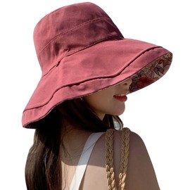 HUAMULAN Women Wide Brim Summer Sun Hat Floral Beach Lady Fishing Bucket Hats Reversible Foldable Travel UV Protection Windproof