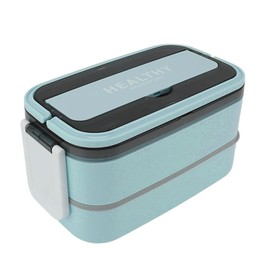 Fiambrera, 3 Contenedores de Almuerzo Apilables para Adultos, Caja de Diseño Minimalista Moderno con Juego de Utensilios, Lonchera a Prueba de Fugas para Salir (cielo