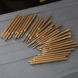Dophee 30Pcs 3mm Titanium Coated Diamond Burrs Points Drill Bit Shank Rotary for Dremel