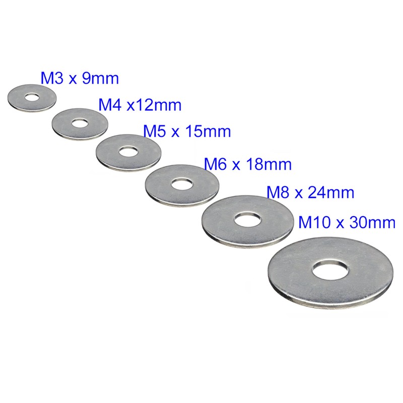 M5 x 20mm Penny Repair Flat Washers Mudguard A2 Stainless