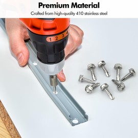 Poeland 50 PCS M4.8x16 mm Stainless Steel Hex Head Self Tapping Screws Metal, Tek Roofing Screws, Self Drilling Screws for Metal Work, Wood, Corrugated Roofing Sheets, with 1 Hex Socket