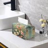 CREAMIC Floral Print Tissue Box Cover Rectangle Modern PU Leather