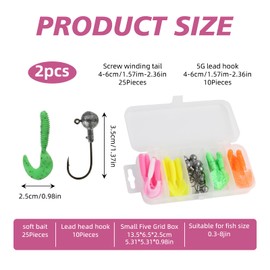 Annlpoy 25 Piece Trout Bait Rubber Set with Box Bass Bait Fishing Hooks Favourite Bait, UV-Active Rubber Bait for Trout, Includes Fishing Hooks, Trout Fishing