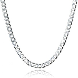 Sterling Silver Italian 3.5mm Diamond-Cut Cuban Curb Link Chain Necklace, 16 Inches