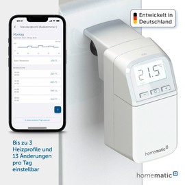 Homematic IP Compact Plus Smart Home Radiator Thermostat, Digital Heater Thermostat, Saves Heating Costs, Easy Installation, Energy Saving, 157681A0, White