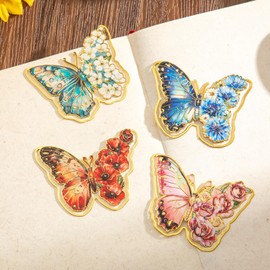 4 PCS Metal Butterfly Bookmarks, Golden Clips Bookmark Monet Oil Painting Theme Book Mark Bookmarks for Book Lovers Women Teens Writers Readers Children