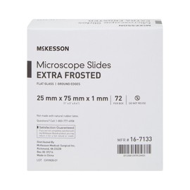 McKesson Microscope Slides, Extra-Frosted, Flat Glass, Ground Edges, 25 mm x 75 mm x 1 mm, 1440 Count