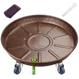 EEURAO Heavy Duty Plant Caddy with Wheels 15.9 inch, Indoor Outdoor Steel Plant Dolly with Wheels and Drainage Tray, Plant Rollers Cart, Rolling Planter Base, Plant Mover Saucer with Wheels(1 Pack)