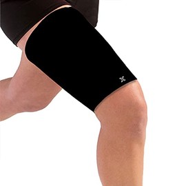 Body Helix Full Thigh Compression Sleeve for Men and Women - Hamstring Strain, Quadriceps Strain, Groin Strain - HSA FSA Approved Medical Grade Compression Thigh Support (Black, Large)