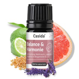 Casida Balance & Harmonie Duftmischung mit Weihrauch Öl, Lavendel Öl, Grapefruit Öl und Bergamotten Öl - 5ml - 100% naturreine ätherische Öle - Aromatherapie