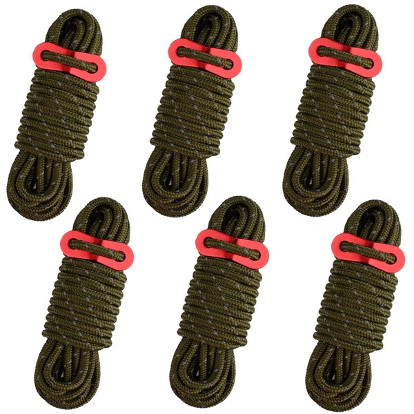 JEELAD Tent Rope, Paracord, 0.16 x 13.1 ft (4 mm x 4 m), Guy Line, Tarp Rope, Reflective Material, Tensioner Included, For Camping, Outdoors,