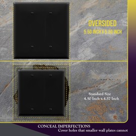 ENERLITES Double Blank Outlet Cover, Two Gang Blank Wall Plate, Oversized 2-Gang 5.5" x 5.5", Unbreakable Polycarbonate Thermoplastic, UL Listed, 8802O-BK, Black