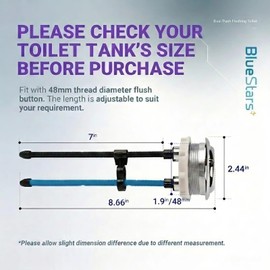 BlueStars 48mm/1.89in Toilet Push Button Thread Diameter, Dual Push Flushing Water Tank Button – Compatible with Glacier Bay, AquaSource, TOTO, Kohler, Twyford, Geberit, American Standard - Pack of 2