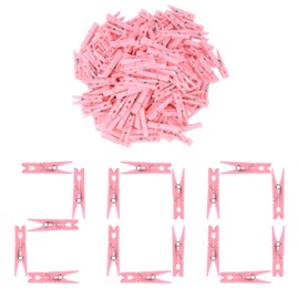 Fuvylonk 200 Pack Pink Clothes Pins for Baby Shower, Crafts, and Photos - 1.34 Inch Small Mini Pins, Tiny Clips for Laundry & Picture Displays