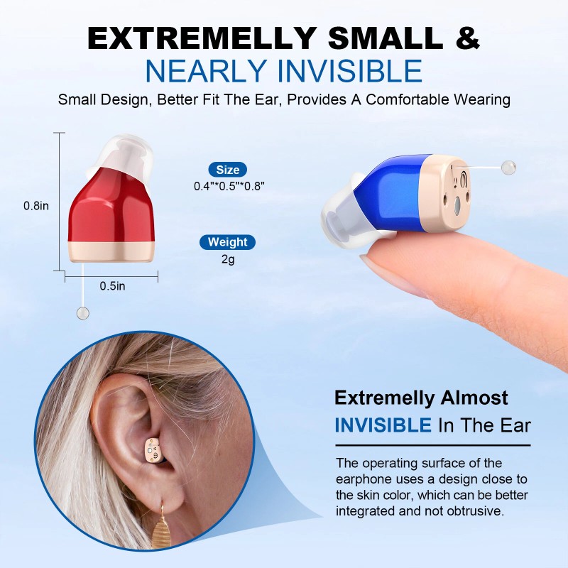 K&FCOPTEE Rechargeable Hearing Aids Invisible In Ear With Charging Case