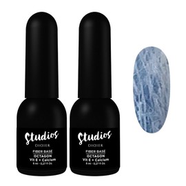 DIDIER LAB - Premium Gel Nail Polish Set - Fiber Nail Base Coat Octagon x2 with Vitamins and Minerals - Soak off Clear Nail Polish Gel - LED UV Gel Polish Set - Gel Base Coat Nail Polish - Gel Kit