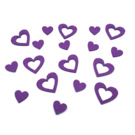 Heart Table Decoration (Two Sizes) Made of Felt - for Wedding, Anniversary, Valentine's Day and Crafts (Purple)