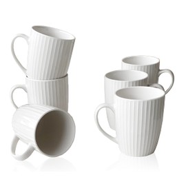 MIWARE 11 Ounce Porcelain Mugs, Set of 6 Coffee Mugs for Tea, Milk, Hot Cocoa, White