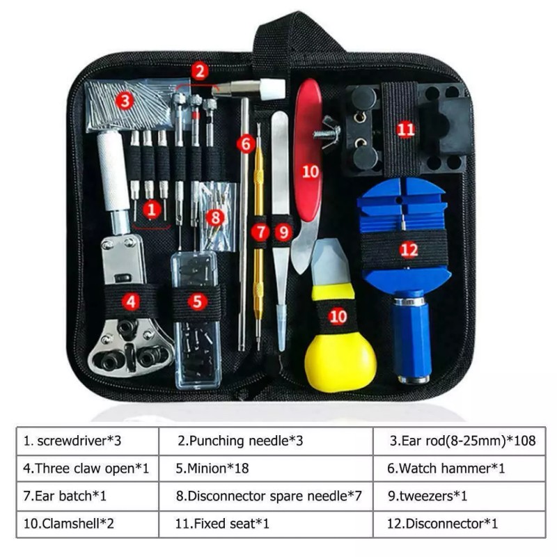 WatchToolsCo Watch Repair Kit Link Removal Tool Band Adjustment Battery