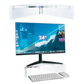 DuraClear Acrylic Corner Monitor Stand for Desk Corners - 3.5" Elevation, Triangle Monitor Stand for Monitors with Triangular Base
